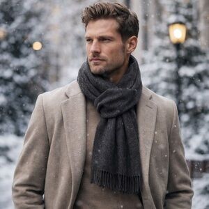 Vintage Scarf by Forsyth 100% Cashmere Winter Fringe Academia Basic Staple